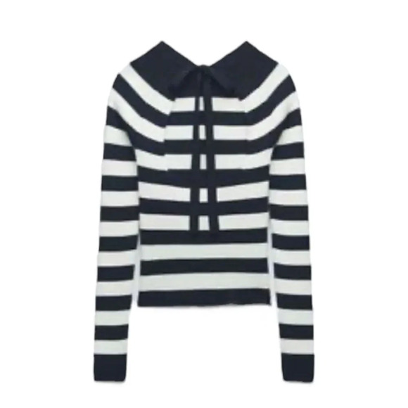 ZARA | Navy | KNIT SWEATER WITH OPEN BACK - Picture 3 of 10